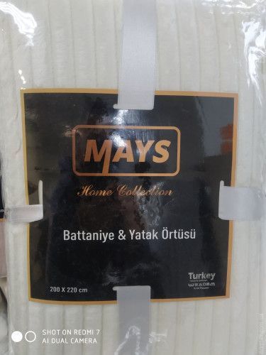 Плед із мікрофібри Mays Cream 160x220 см. Широка смужка. 121688 фото