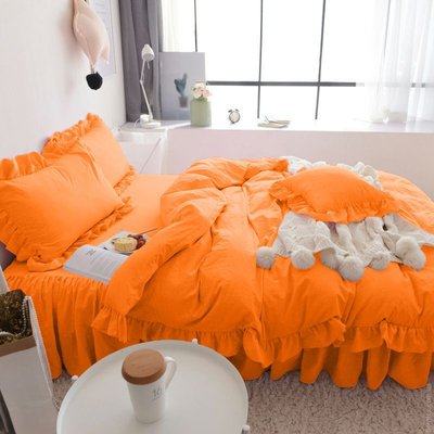 Постельное белье Almira Mix Оранжевый Премиум с рюшами полуторный 57461 фото