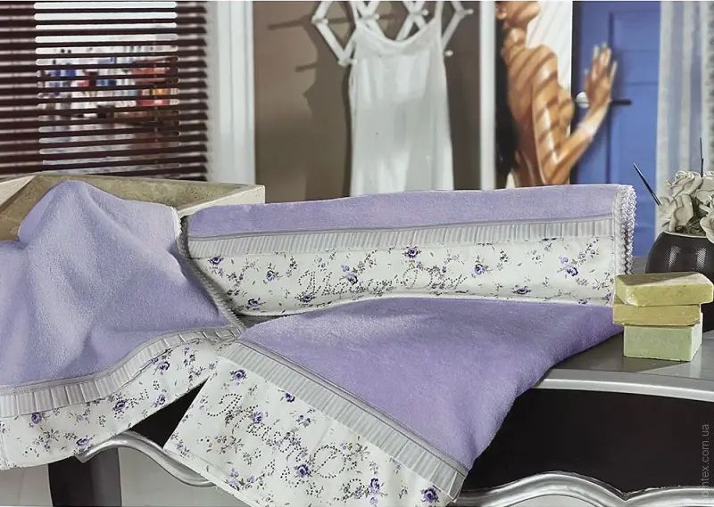 Набор полотенец Maison D'or ROSES LILA из 3-х шт (30x50 см, 50x100 см, 75x140 см) 121596 фото