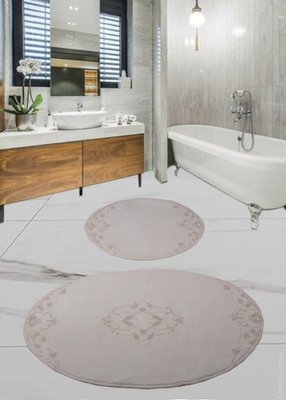 Набір килимків з гіпюром для ванної кімнати Diva Nice Ecru 60x100+50x60 см 106889 фото