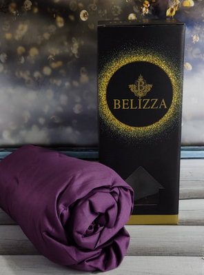 Простирадло на резинці Belizza фіолетове 100х200 см + 30 см з наволочкою 50х70 см 137544 фото