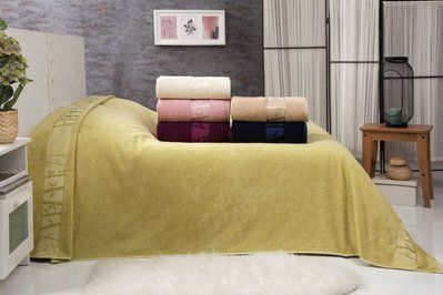 Махрове бамбукове простирадло Belizza Gold (пісочно-зелене) 200х220 см, 550 г/м2 76109 фото