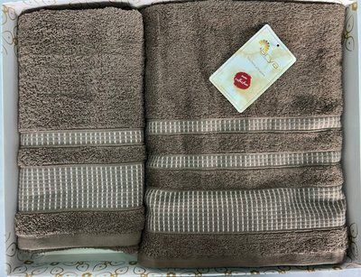 Набір рушників Arya Hera коричневий 50х90 см. + 70x140 см. 129201 фото