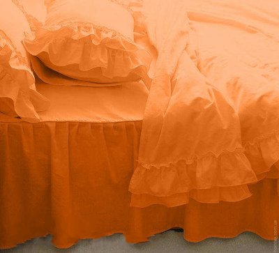 Постельное белье Almira Mix Оранжевый Премиум с двойными рюшами полуторный 57463 фото