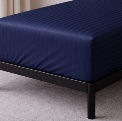 Простирадло натяжне U-tek сатин Boston Royal Blue Stripe 100x200+30 см 214308 фото