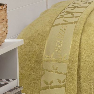 Махрове бамбукове простирадло Belizza Gold (пісочно-зелене) 200х220 см, 550 г/м2 76109 фото