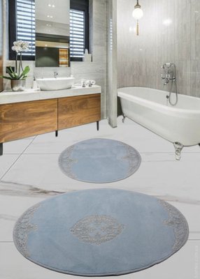 Набір килимків з гіпюром для ванної кімнати Diva Nice L Blue 60x100+50x60 см 106888 фото