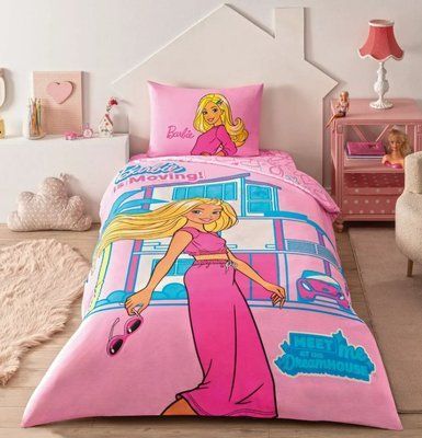 Постільна білизна TAC Ranforce Disney Barbie Dream house дитяча з простирадлом на гумці 219603 фото