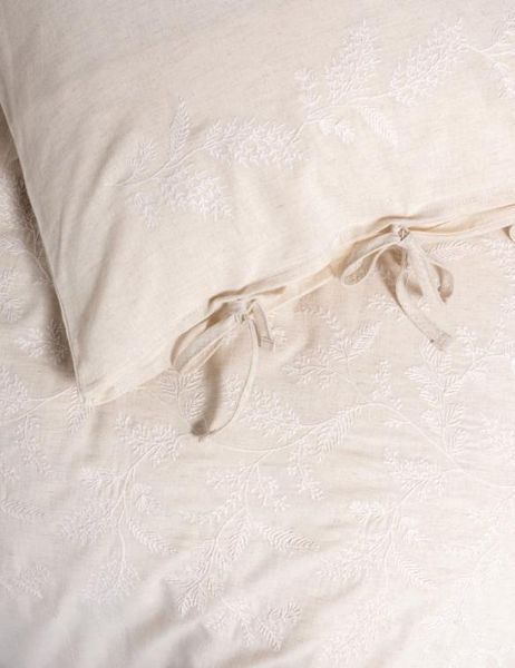 Постельное белье Cotton Box Kivora Beige евро с вышивкой 218621 фото