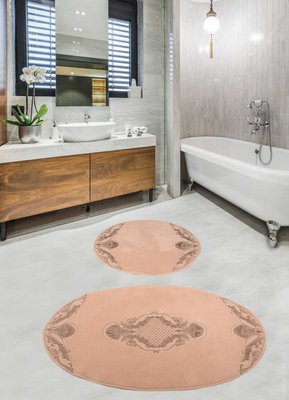 Набір килимків з гіпюром для ванної кімнати Diva Nice Cappuccino 60x100+50x60 см 106887 фото