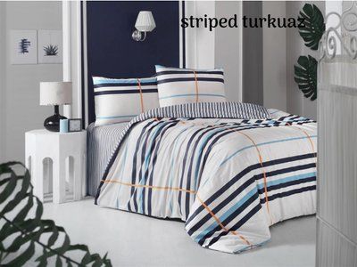 Постільна білизна Altinbasak Striped turkuaz ранфорс євро 205682 фото