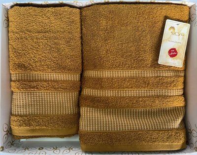 Набір рушників Arya Hera гірчичний 50х90 см. + 70x140 см. 129199 фото