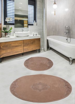 Набір килимків з гіпюром для ванної кімнати Diva Nice Beige 60x100+50x60 см 106886 фото