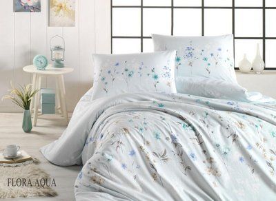 Постільна білизна Handy Ranforce Flora Aqua євро  115381 фото