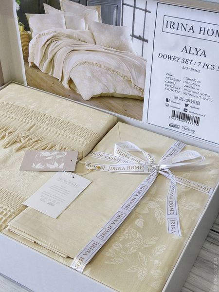 Постільна білизна Irina Home Alya бежевий євро з покривалом. 127449 фото