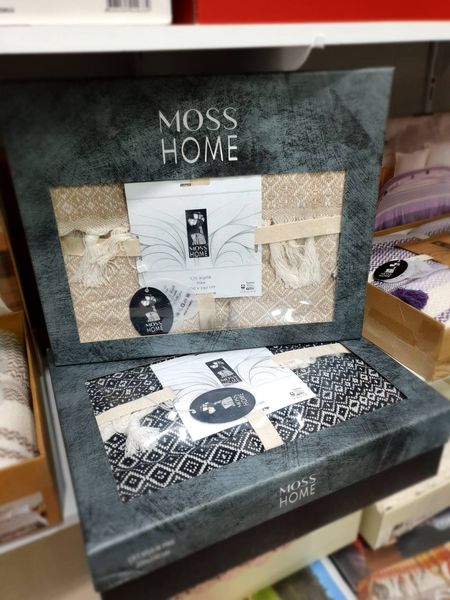 Покривало бавовняне Moss Home 200x230 см чорне з білим 193953 фото