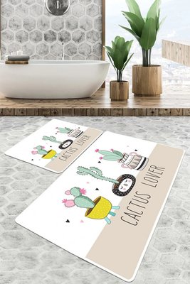 Набір килимків для ванної кімнати Chilai Home Pink cactus 60x100 см + 50x60 см 184905 фото