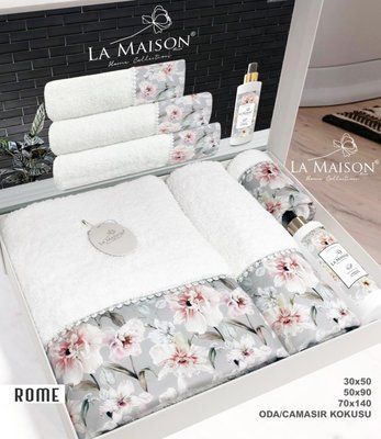 Набор полотенец La Maison Rome из 3 шт. 30х50 см+ 50х90 см +70x140 см с парфюмом 217014 фото