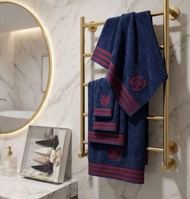 Набір рушників Maison D'or Delon Navy Red з 3-х штук 30x50 см + 50x100 см + 70x140 см 201327 фото