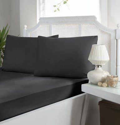Простирадло сатинова First choice 240x260 см anthracite з наволочками 50х70 см 218968 фото