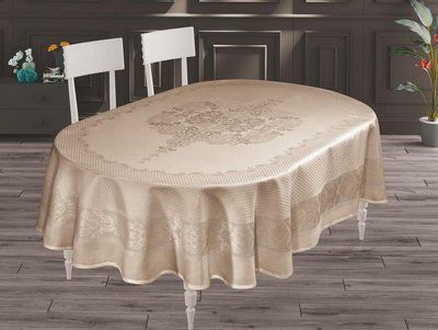 Скатертина овальна тефлонова Maison Royale Viyana 160x220 см бежева 207984 фото