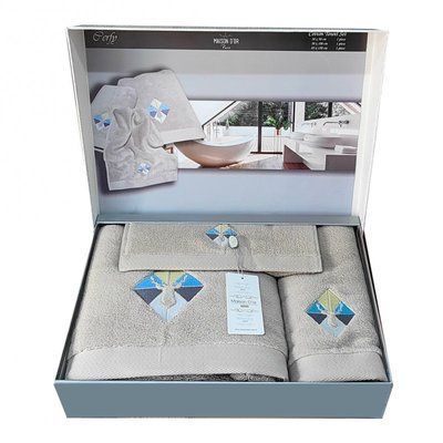 Набір рушників Maison D'or CERFY TOWEL SET BEIGE з 3-х шт (30x50 см, 50x100 см, 85x150 см) 114635 фото