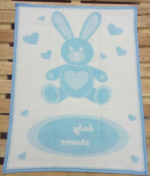 Плед-одеяло Zeron детское акрил бело-голубое с зайкой 90х120 см 74820 фото