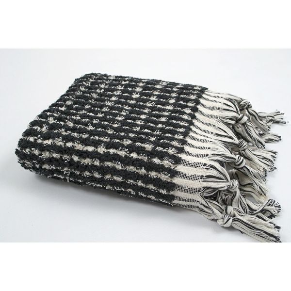 Рушник махровий Barine Curly Bath Towel ecru-black кремово-чорний 90x170 см 68767 фото