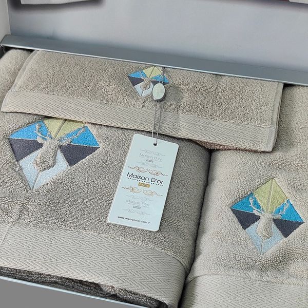 Набір рушників Maison D'or CERFY TOWEL SET BEIGE з 3-х шт (30x50 см, 50x100 см, 85x150 см) 114635 фото
