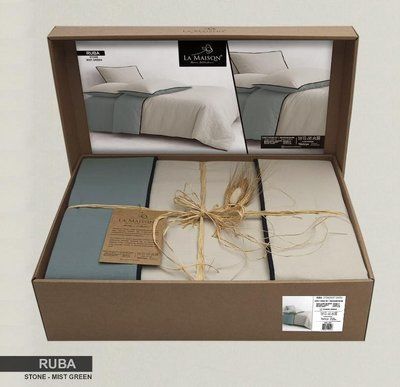 Постільна білизна La Maison варена бавовна Ruba stone - mist green євро 209955 фото