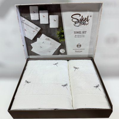 Набор махровых полотенец из 2-х штук Sikel Бабочки 50x90+70x140 см, модель 4 203932 фото