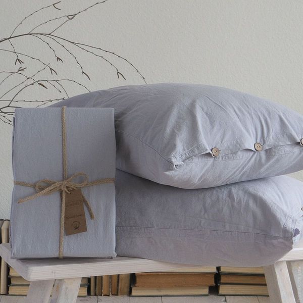 Набір простирадл La Modno 180x200+30 см на гумці з наволочками 50х70 см Stonewashed Pearl gray 207924 фото