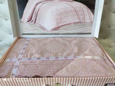 Покривало жакардове Karina Homme Seda pudra 250x260 см 114687 фото