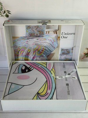Постельное белье ранфорс 3Д Diore Unicorn One полуторный 209542 фото