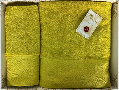 Набір рушників Arya Fold жовтий 50х90 см. + 70x140 см. 129196 фото