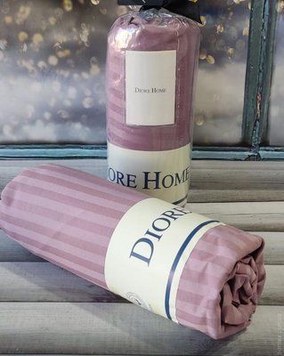 Сатинове простирадло на гумці Diore Home 180x200+30 см з наволочками лілова 207738 фото