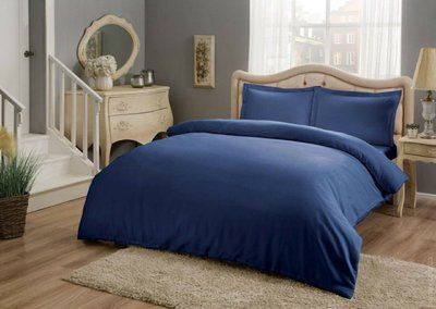 Постельное белье TAC Basic Saks синий евро 49051 фото