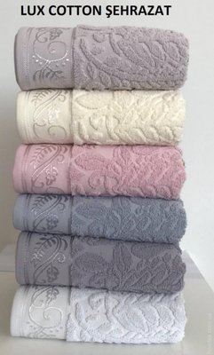 Набор махровых полотенец Cestepe Cotton Jacquard Sehrazat из 6 штук 70х140 см 78884 фото