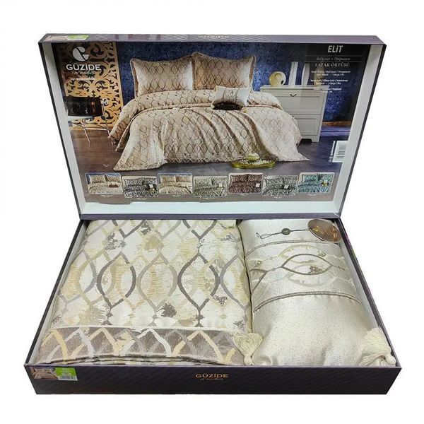Покрывало жаккард Guzide ELIT EKRU 260x260 см 118662 фото