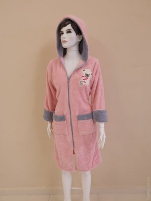 Жіночий халат Zeron Welsoft пудровий на блискавці 125170 фото