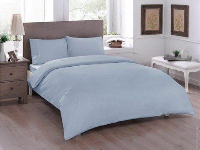 Постельное белье TAC Basic Blue Ranfors евро 50633 фото