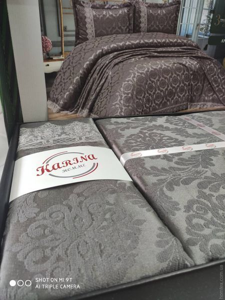 Покрывало жаккардовое Karina Homme Seda antrasit 250x260 см 114682 фото