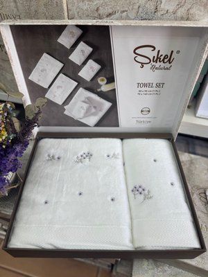 Набор махровых полотенец из 2-х штук Sikel Веточки 50x90+70x140 см, модель 4 208231 фото