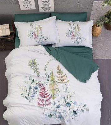 Постільна білизна First Choice 3D Satin Sarnia Oil Green євро 133556 фото