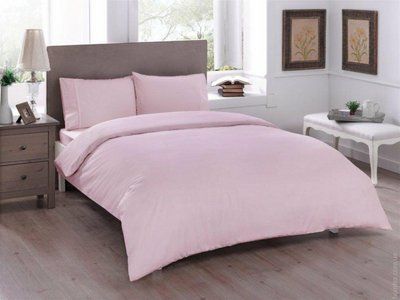 Постельное белье TAC Basic Light Pink Ranfors евро 50630 фото