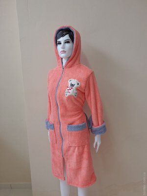 Жіночий халат Zeron Welsoft помаранчевий на блискавці 125168 фото