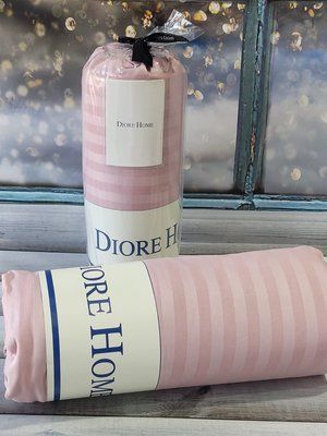 Сатинове простирадло на гумці Diore Home 180x200+30 см з наволочками пудрова 168229 фото
