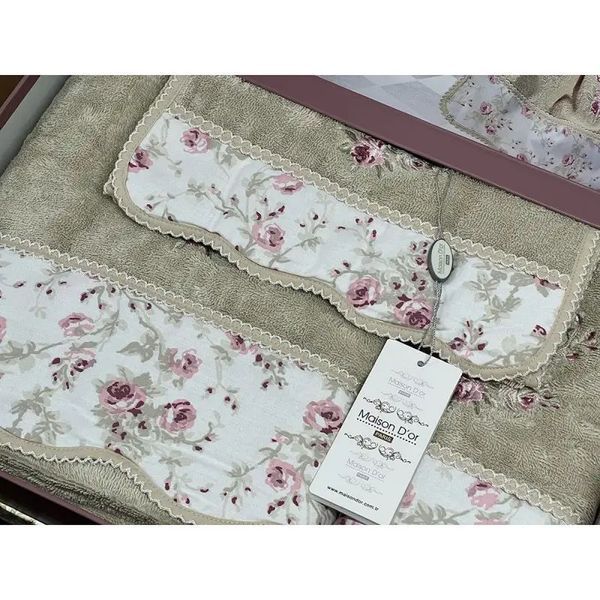 Набор полотенец Maison D'or LADY ROSES BEJ из 3-х шт (30x50 см, 50x100 см, 85x150 см) 121594 фото