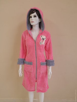 Жіночий халат Zeron Welsoft малиновий на блискавці 125167 фото