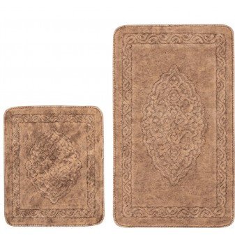 Набір килимків Arya Damaks Світло-коричневий 2 предмети 60х100 см + 60x50 см 123007 фото
